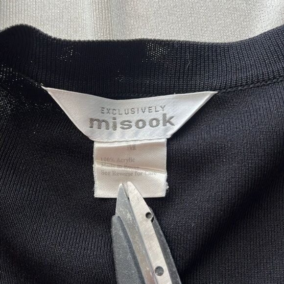 Misook Black & White Colorblock Open Front Cardigan Sweater Womens Size M - Picture 8 of 14